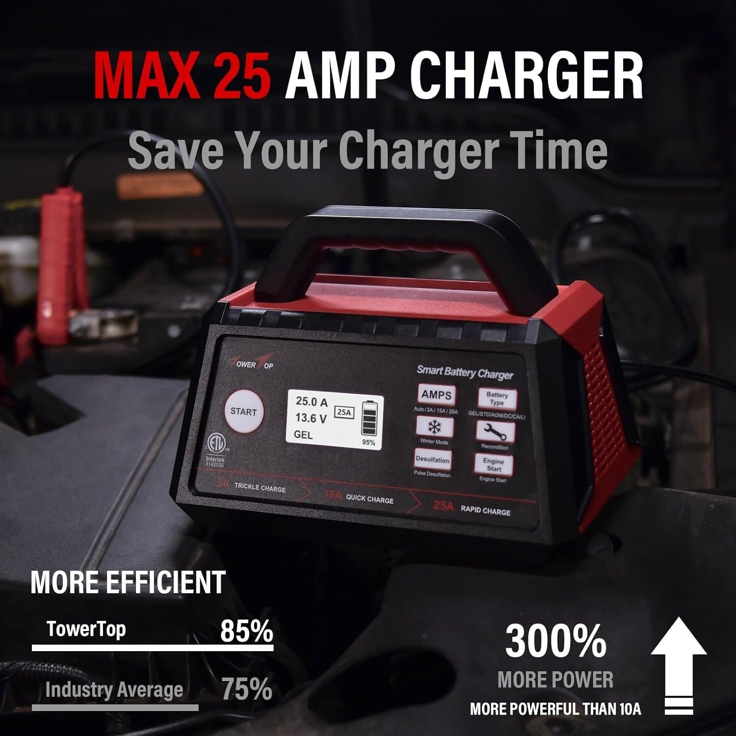 Intelligent Car Battery Maintainer with Advanced Repair Mode & ETL Certification
