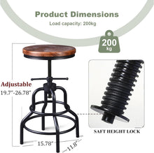Load image into Gallery viewer, Brown Wood and Metal Counter Height Swivel Stool - Set of 2 for Rustic Charm