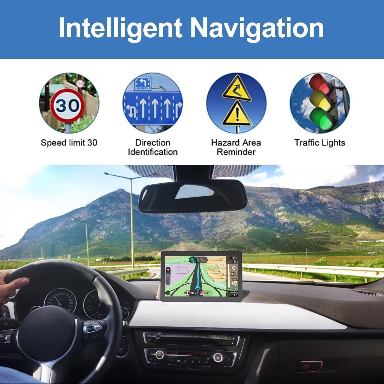9-Inch Truck GPS Navigator with 2025 Maps & Real Voice Turn-By-Turn Directions