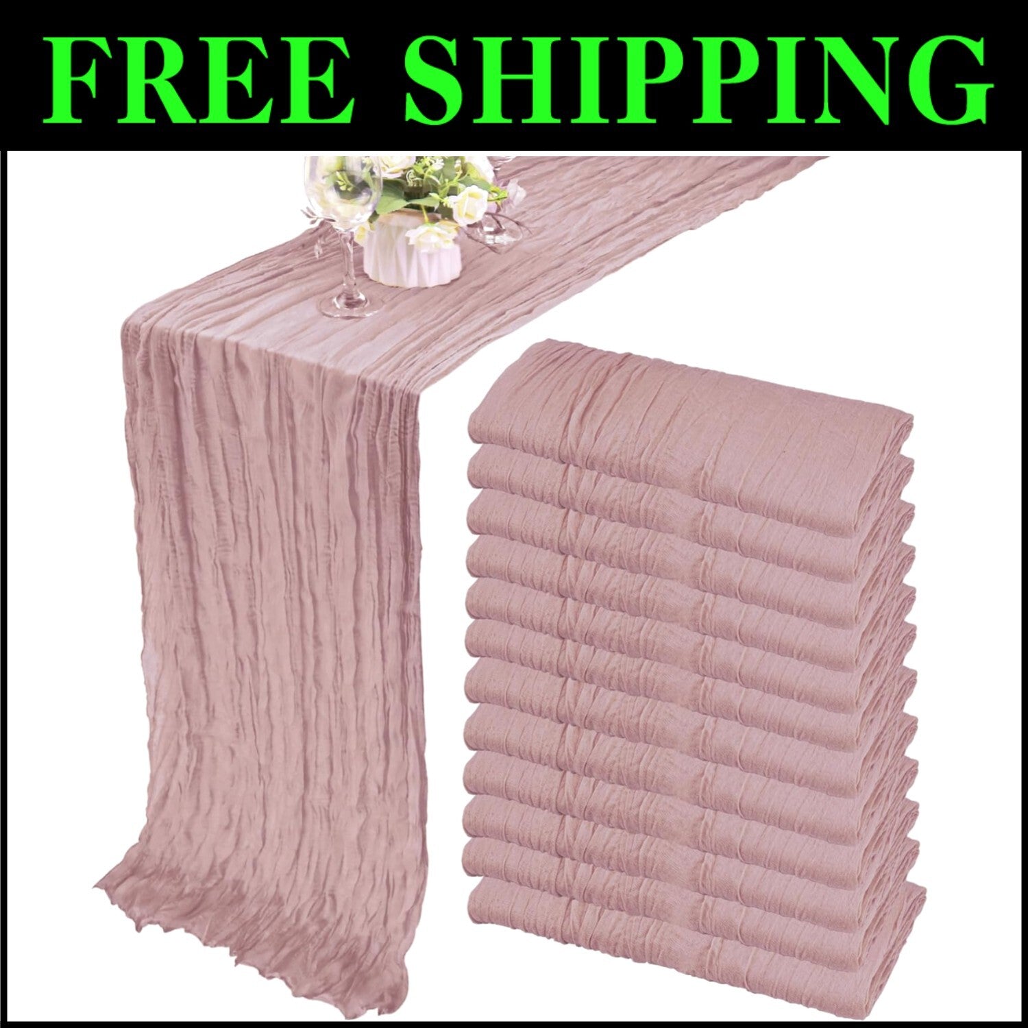 10Ft Dusty Pink Cheesecloth Table Runners - Perfect for Weddings & Celebrations