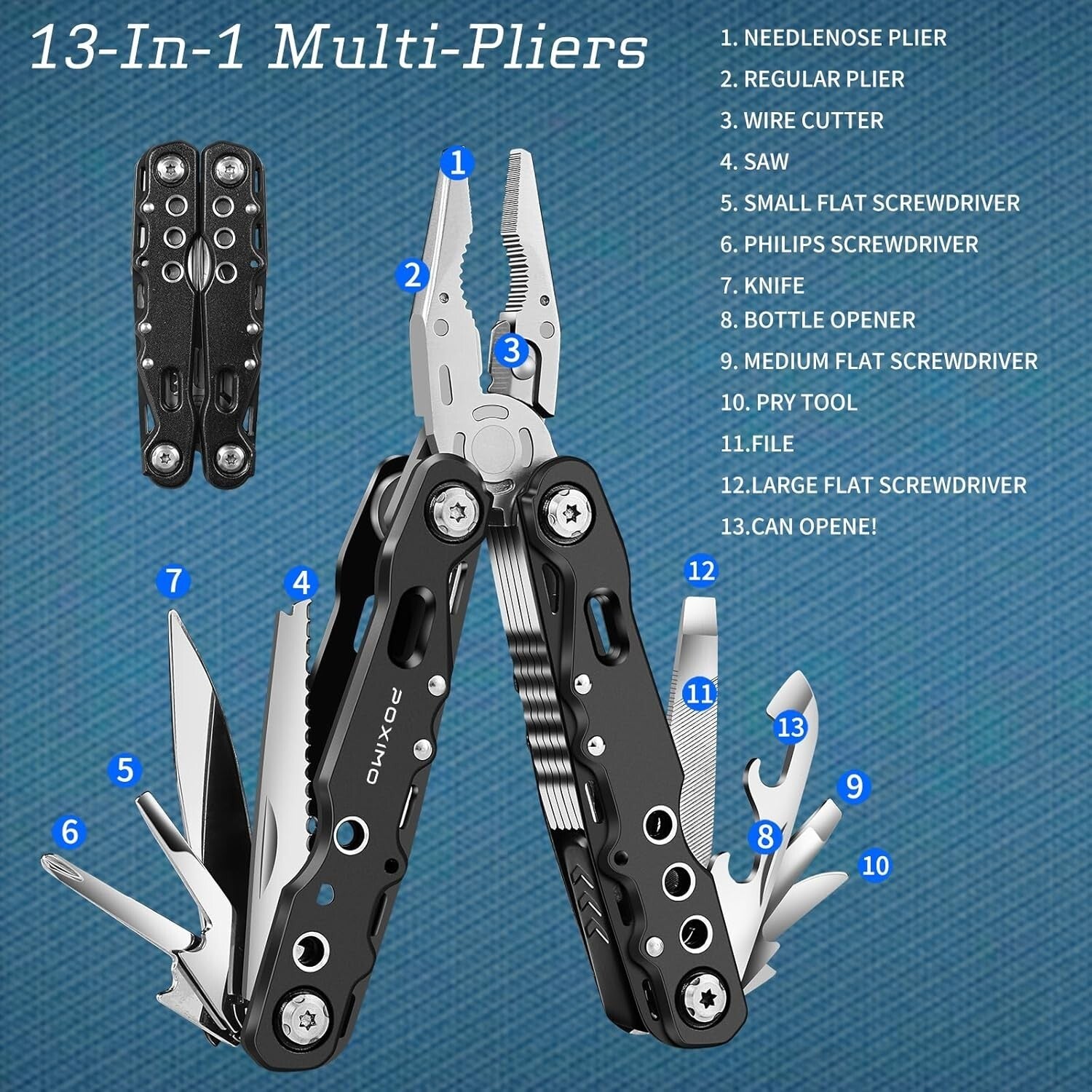 Compact Multitool Gift Set - 14-in-1 EDC Kit with Tactical Pen & Pocket Knife