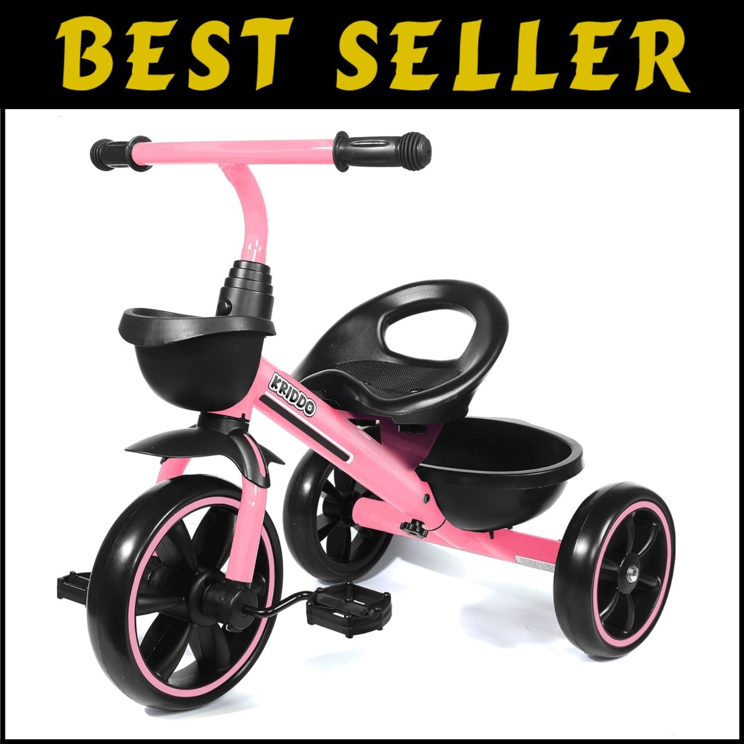 Durable Pink Tricycle for 2-4 Year Olds - Safety First with Ergonomic Comfort