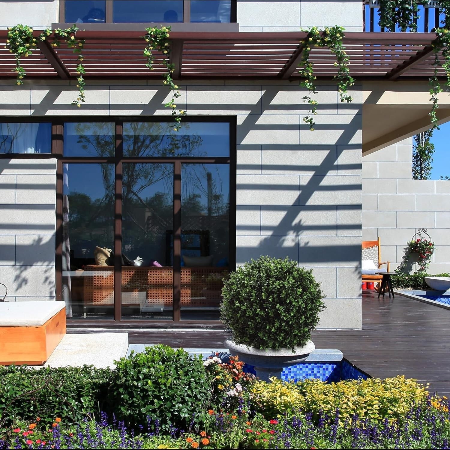 Maintenance-Free Boxwood Topiary Trees - 24" Stylish Decor for Every Space