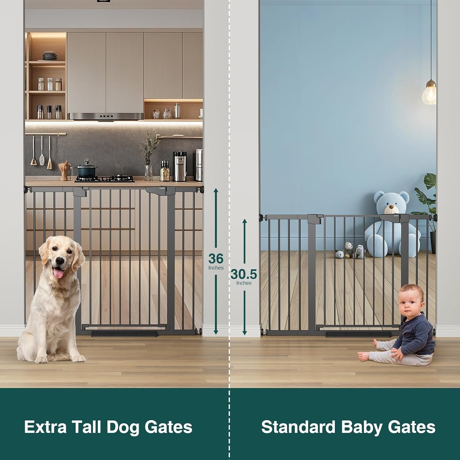 36" Extra Tall Baby Gate - Adjustable 29.7-48" Wide Safety Gate for Pets