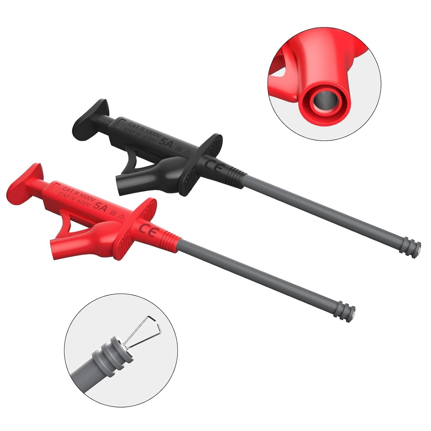 Professional Silicone Multimeter Test Leads Set with Alligator Clips & Tweezers