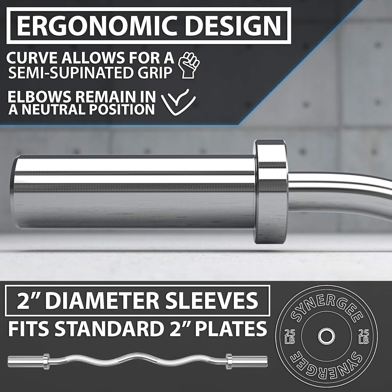 Ergonomic Curl Bar with Chrome Finish - Perfect for Curls & Extensions, 19lbs
