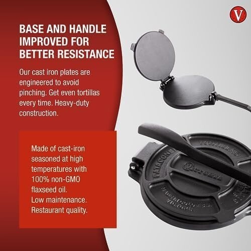 Durable 8-Inch Manual Tortilla Press: Artisan Crafted for Authentic Cooking