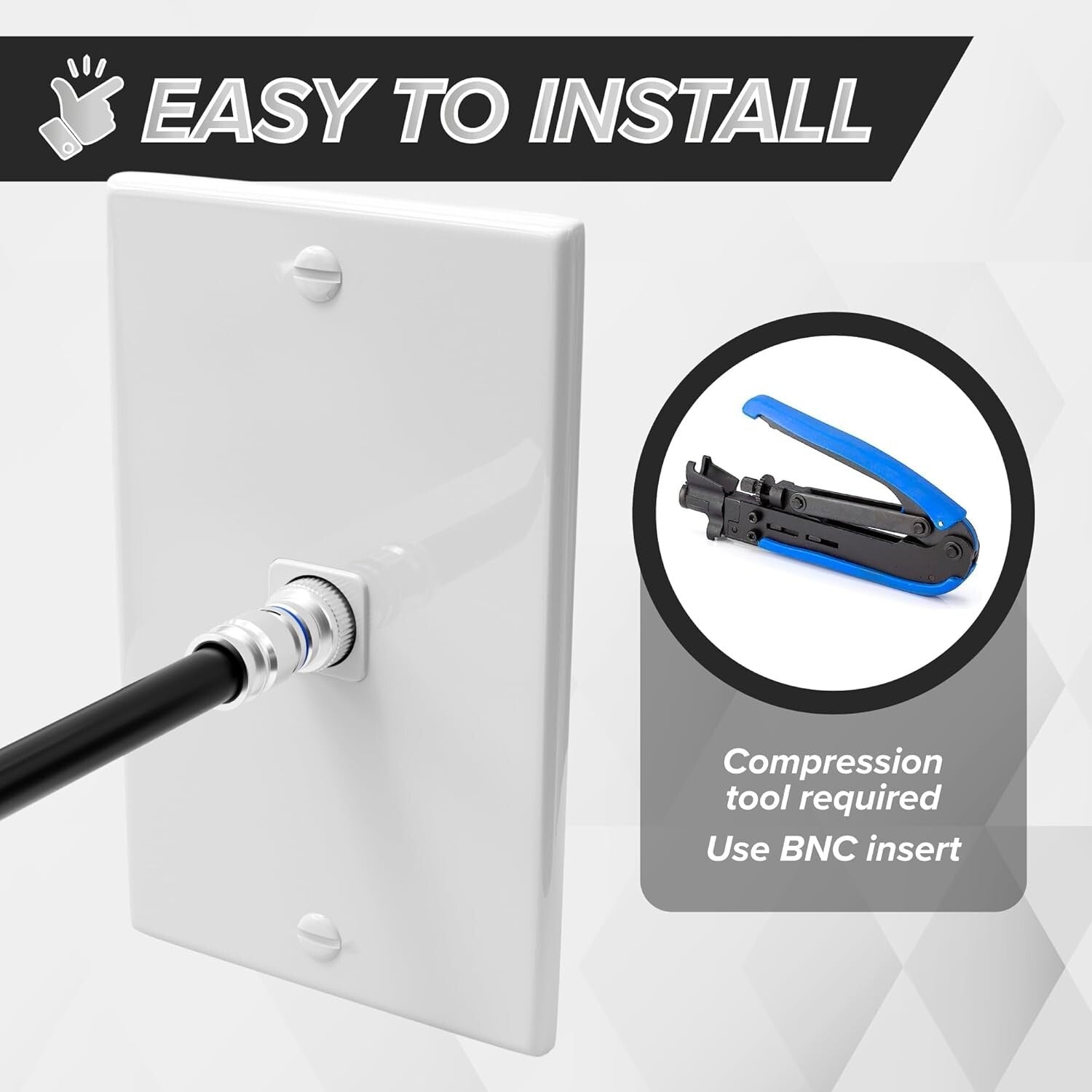 100 Pack Male BNC Compression Connectors - Easy Install for Security Systems