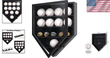 Load image into Gallery viewer, Home Plate Baseball Display Case - Securely Show 12 Baseballs or Rings in Style