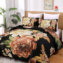 Load image into Gallery viewer, Queen Size 3-Piece Botanical Floral Quilt Set - Lightweight Reversible Coverlet