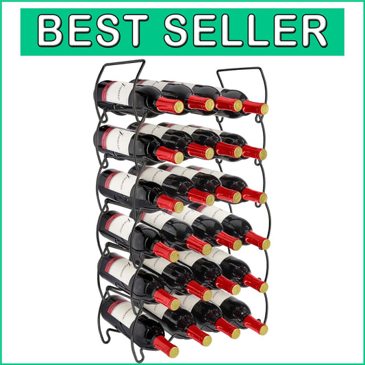 Durable 6-Tier Stackable Wine Rack for Kitchen, Bar: 24 Bottle Capacity