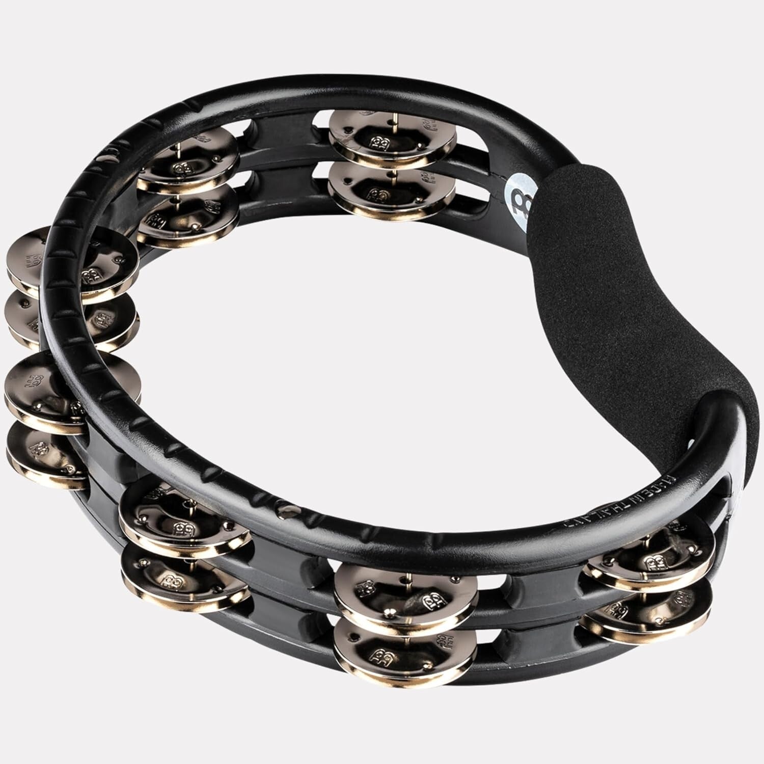 Traditional Handheld Tambourine - Ergonomic Black Frame, Built for All Musicians