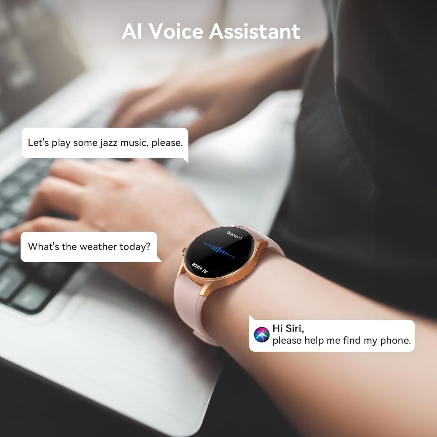 Women’s Smart Fitness Watch - AI Voice Control, Sleep Monitor & Custom Dials