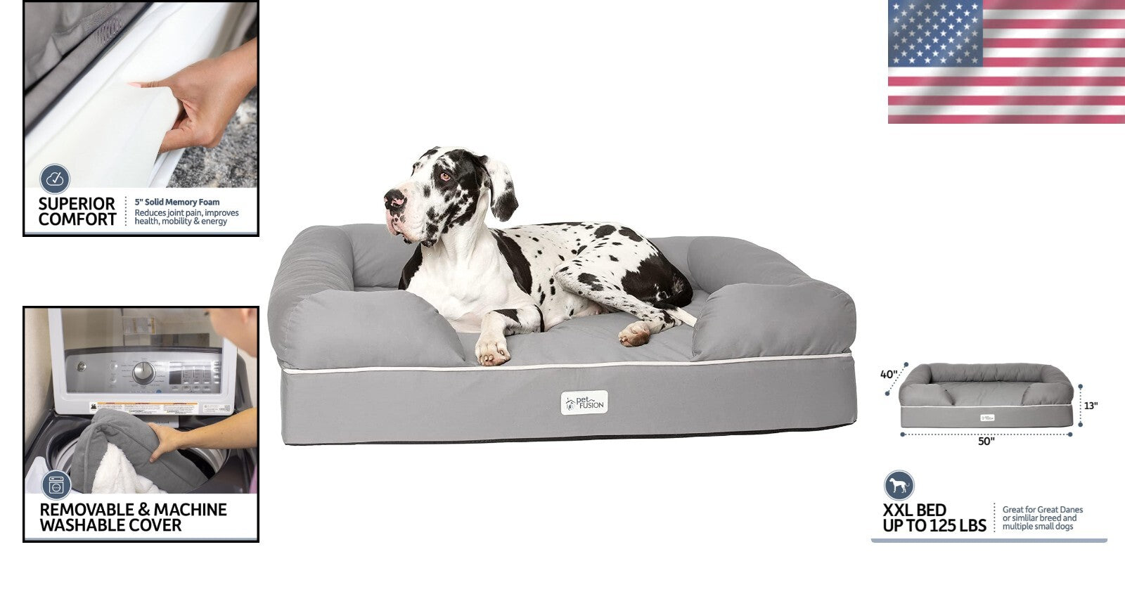 XXL Jumbo Memory Foam Dog Bed with Waterproof Liner - Perfect for Large Breeds