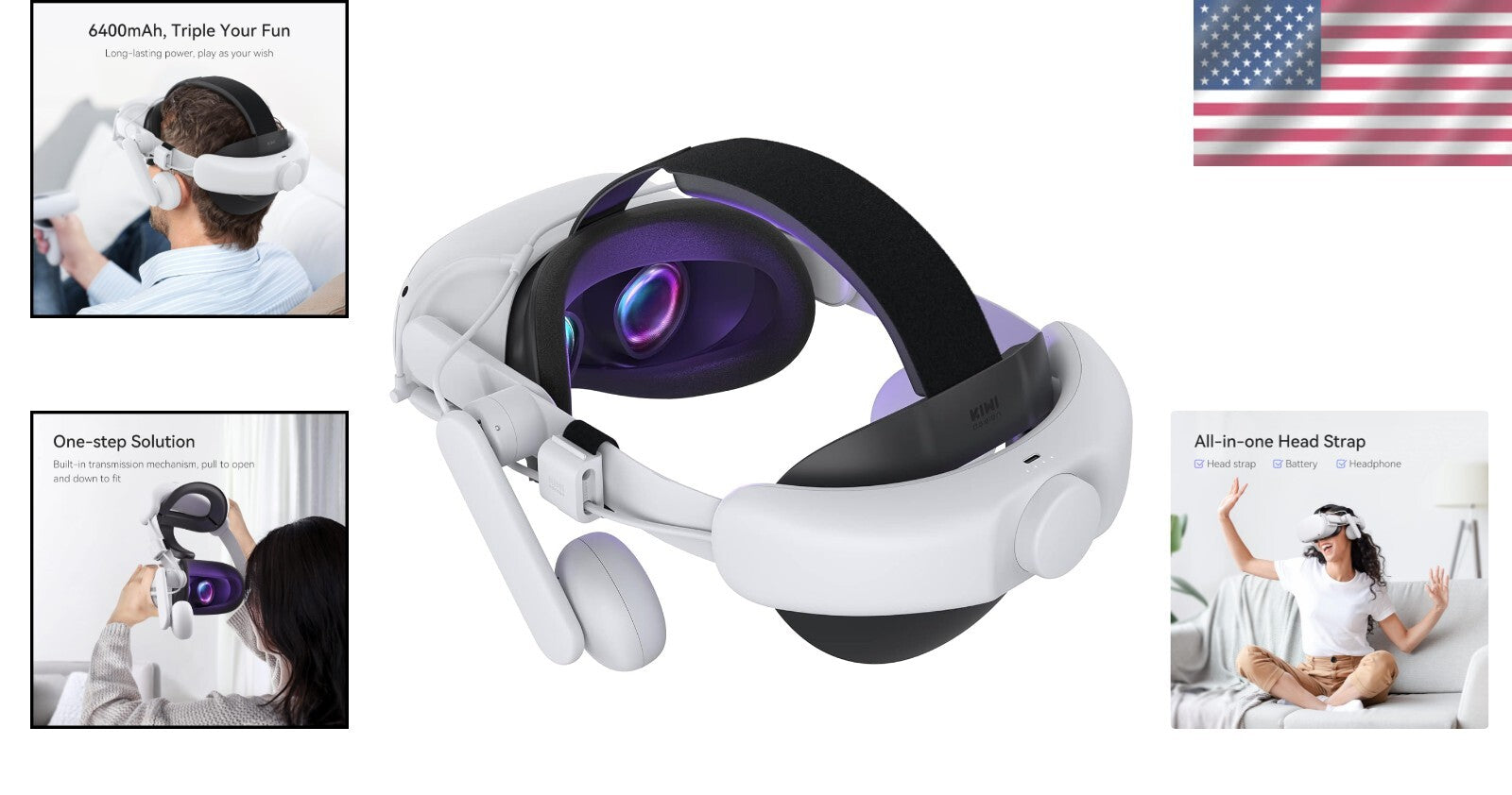 Integrated 6400mAh Audio Head Strap for Quest 2 - Ultimate VR Experience