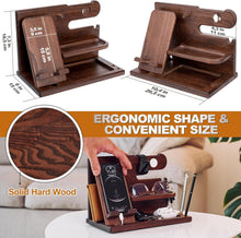 Load image into Gallery viewer, Natural Wood Phone Station with Key Holder - Gifts for Husband, Dad or Boyfriend