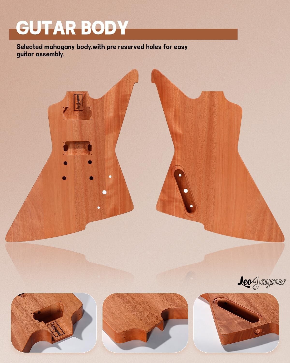 Explorer Style DIY Electric Guitar Kit with Mahogany Body and Humbucker Pickups