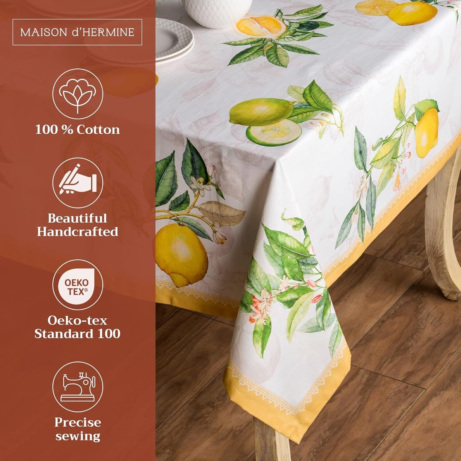 Elegant Leaf Pattern Tablecloth 60" x 120" in Limoncello – Perfect for Events