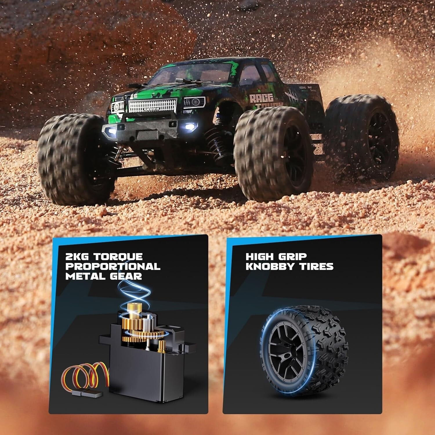 Powerful 36 KPH 1:18 Scale Off-Road RC Truck with Dual Rechargeable Batteries