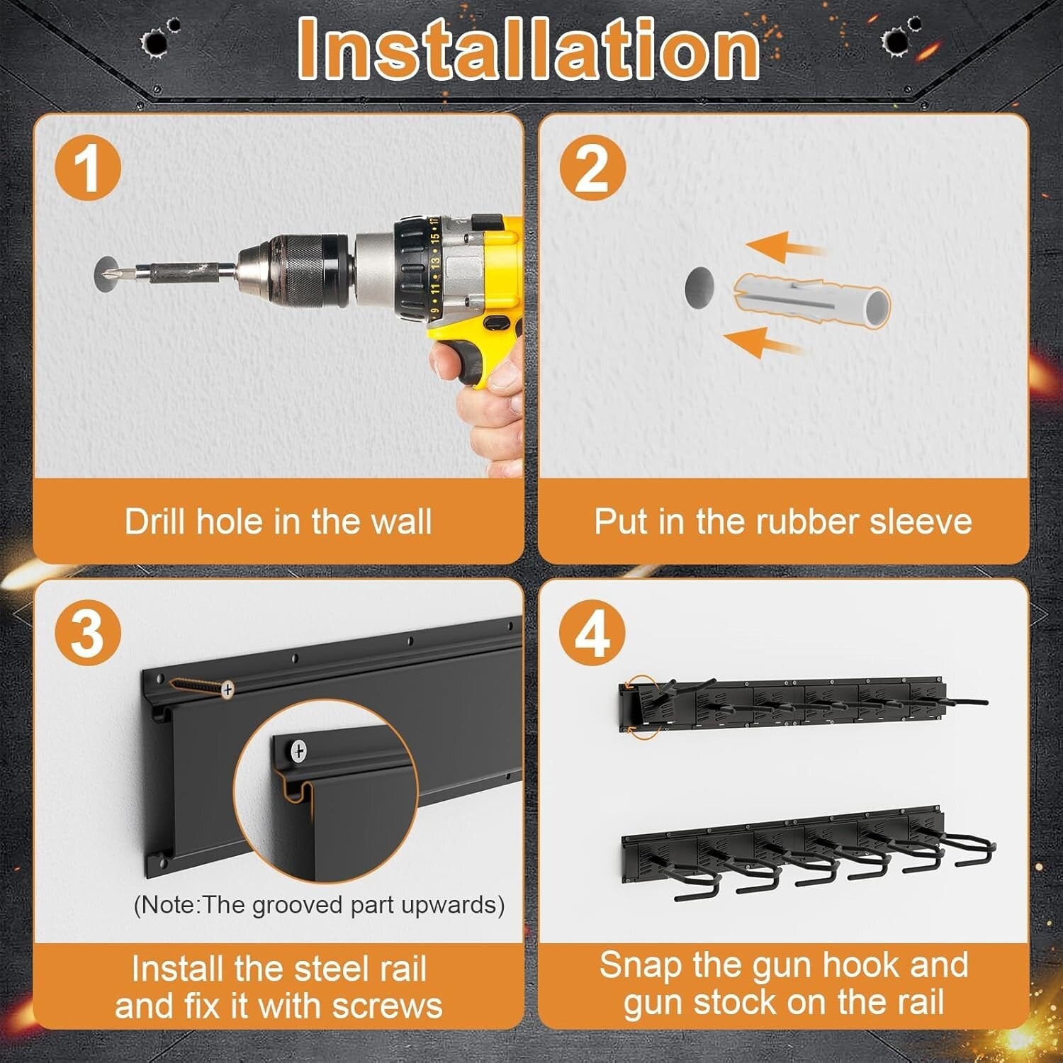 Heavy-Duty 12-Slot Adjustable Gun Rack – Artful Display for Firearm Enthusiasts