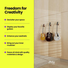 Load image into Gallery viewer, Elegant 3-Pack Guitar Wall Mounts in Black Walnut for All Guitar Types