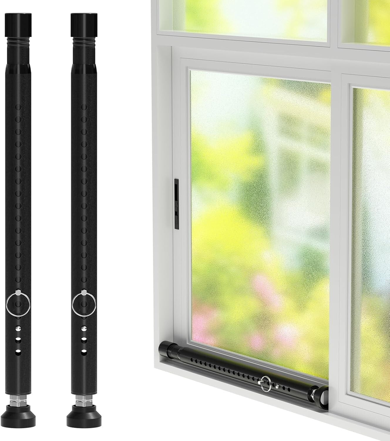 Adjustable Sliding Door Security Bar - 2-Pack Childproof Window Lock, 16-51 Inch