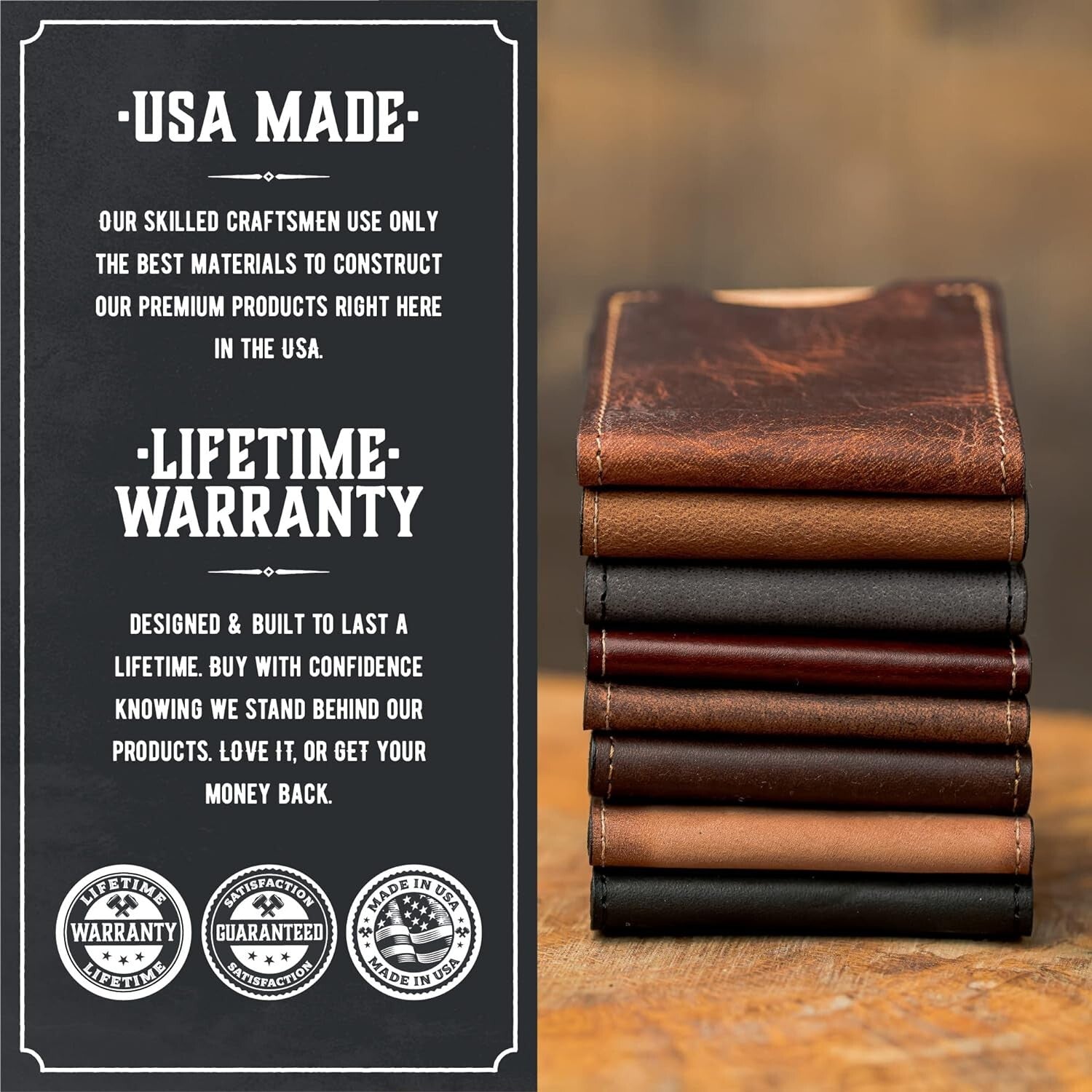 Slim Tobacco Brown Bifold Wallet for Men - Handmade Full Grain Leather Design