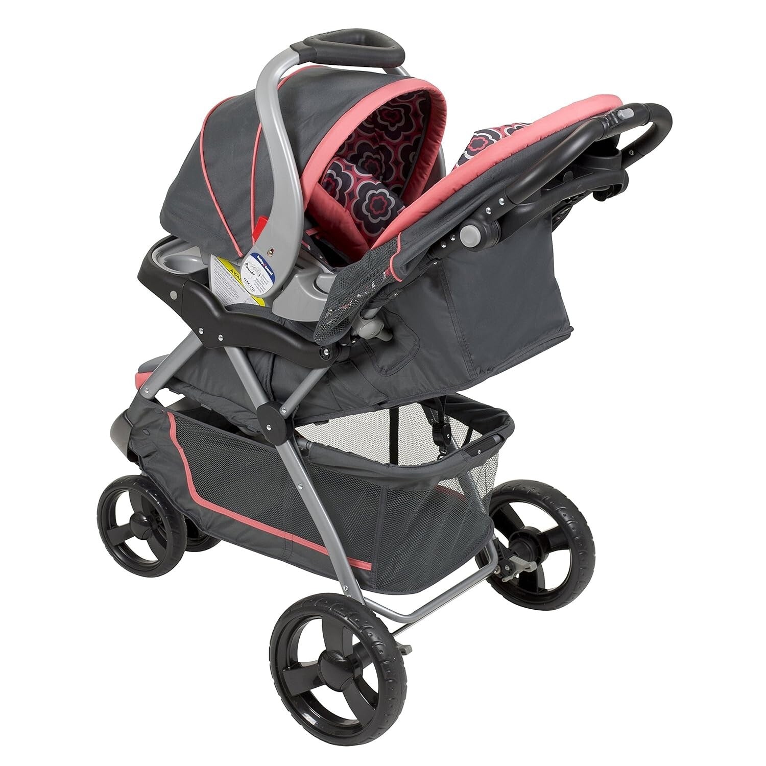 EZ Flex-Loc Coral Floral Travel System: Stroller & Car Seat Combo for Newborns