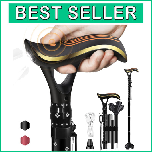 Ergonomic Foldable Cane with Smart Alarm & LED Light for Fashionable Mobility