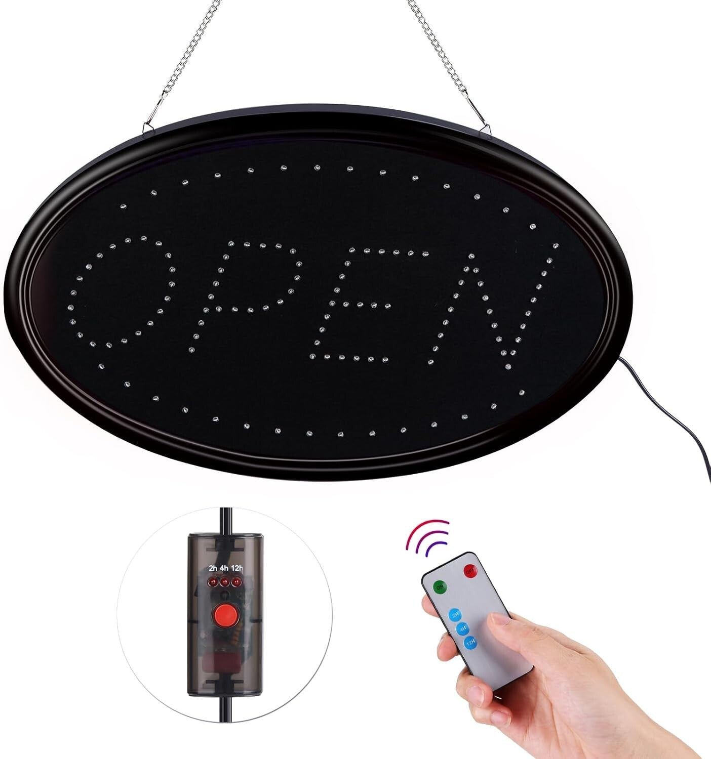 Energy-Efficient 23x14 Remote-Controlled Open Sign with Flashing Option