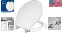 Load image into Gallery viewer, Elegant Round Toilet Seat with Brushed Nickel Hinges - Slow Close Wood Design