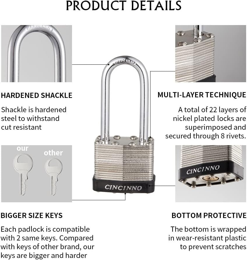 Comprehensive 12 Pack of Nickel Coated Keyed Alike Padlocks - Indoor/Outdoor Use