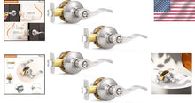 Load image into Gallery viewer, Privacy Lock Door Levers - 4 Pack Keyless Brushed Nickel Handles for Bathrooms