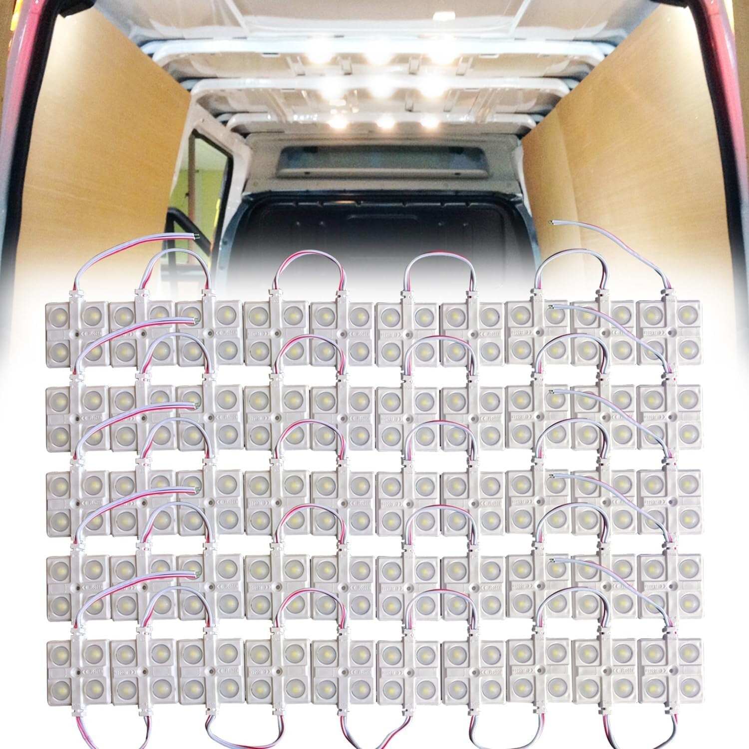 Energy-Saving 12V LED Interior Lights - 200 High Brightness Modules for Vehicles