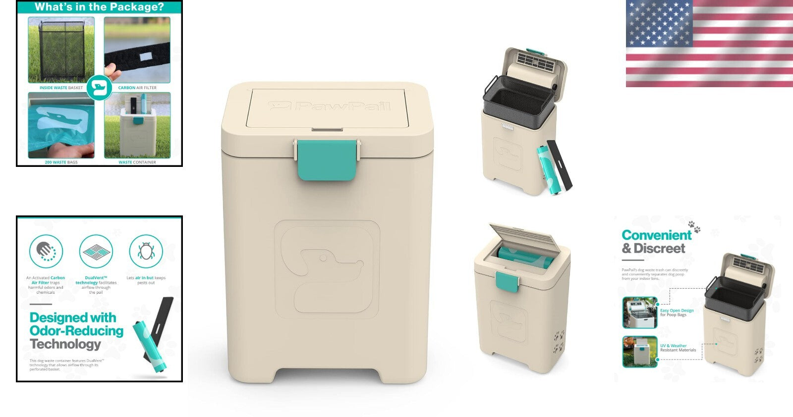 Stylish Rectangular Dog Waste Station - Weather-Resistant with Easy Open Feature