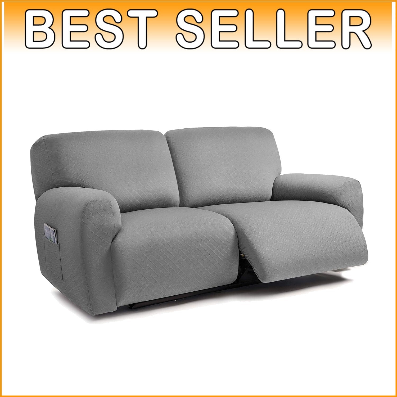 Extra Wide 75"-100" Reclining 2-Seater Jacquard Loveseat Slipcover - Light Grey