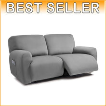 Load image into Gallery viewer, Extra Wide 75"-100" Reclining 2-Seater Jacquard Loveseat Slipcover - Light Grey