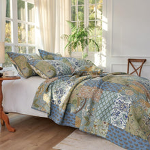 Load image into Gallery viewer, Sage King Size Comforter Set - 100% Cotton Quilted Bedding with Pillow Shams