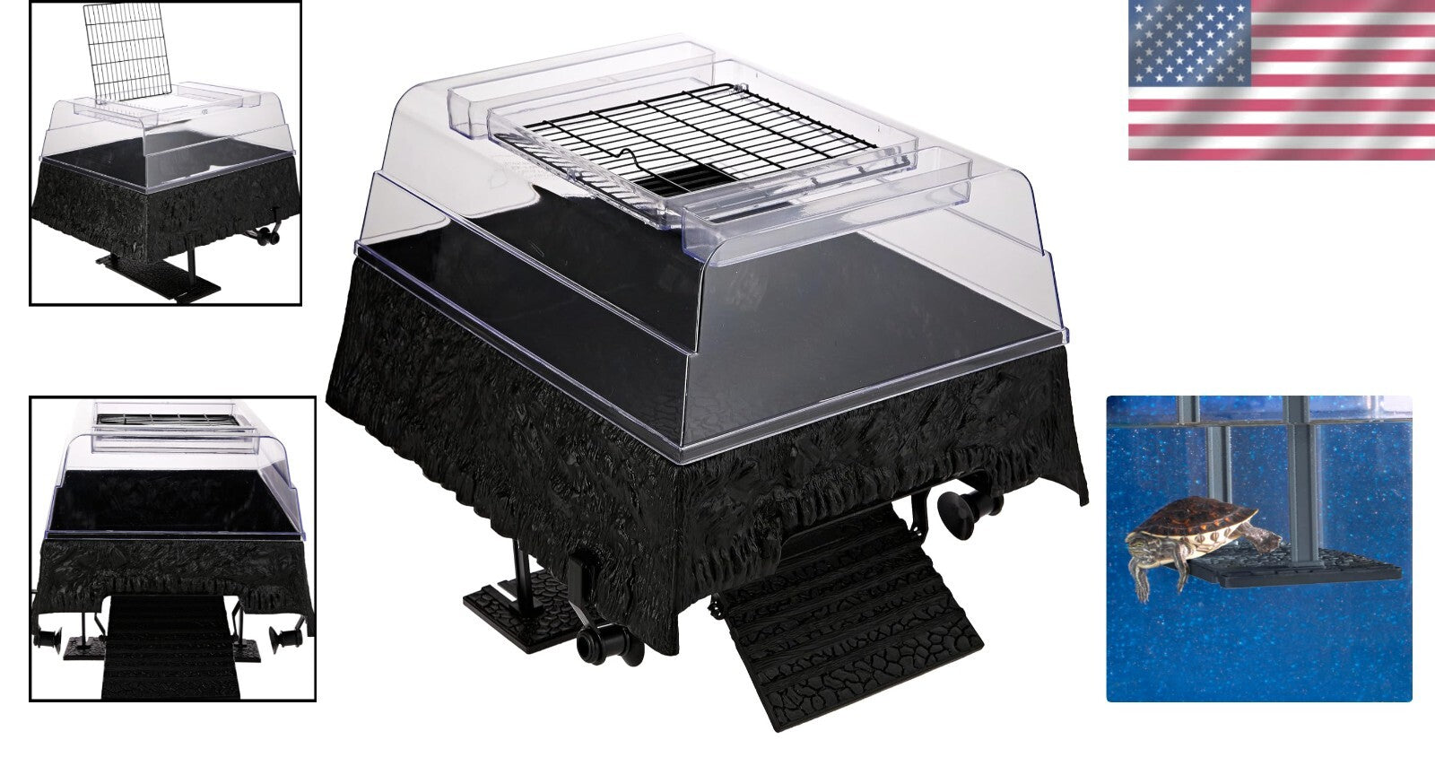 Reptology Black Turtle Topper: Innovative Basking Platform for Standard Tanks