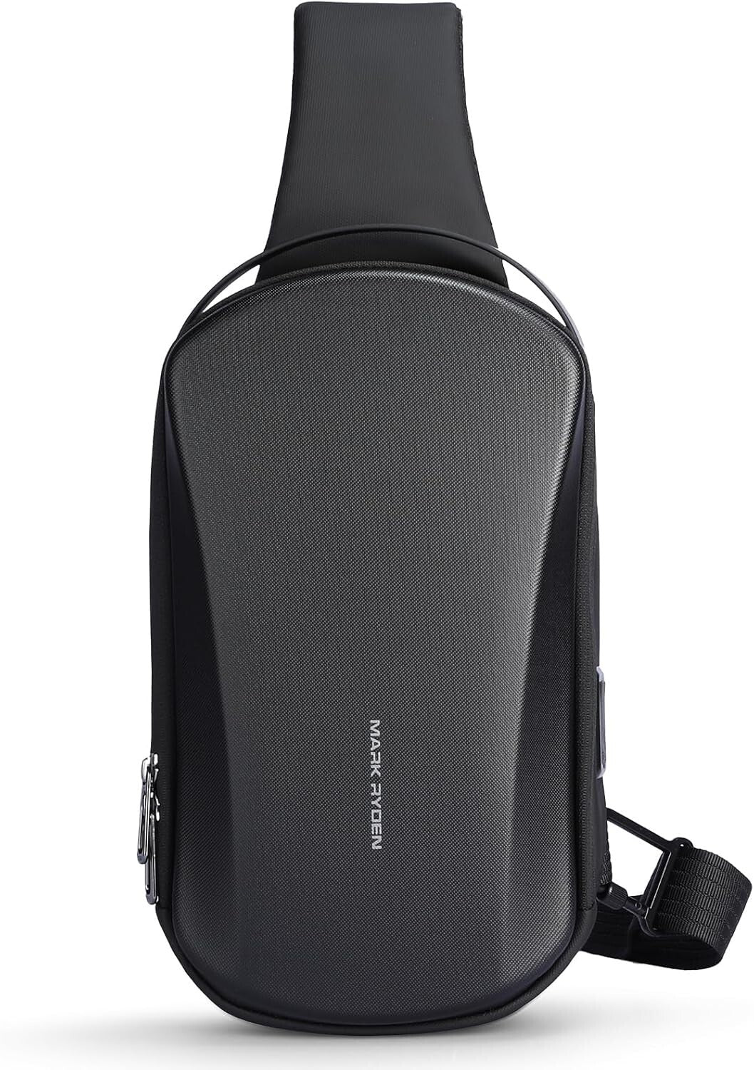 Multi-Functional Men's Sling Bag with Hard Shell & USB Port - Perfect for Travel