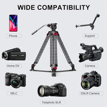 Load image into Gallery viewer, Ultra-Smooth Heavy Duty Tripod Stand for Cameras and Telescopes, 33lbs Capacity