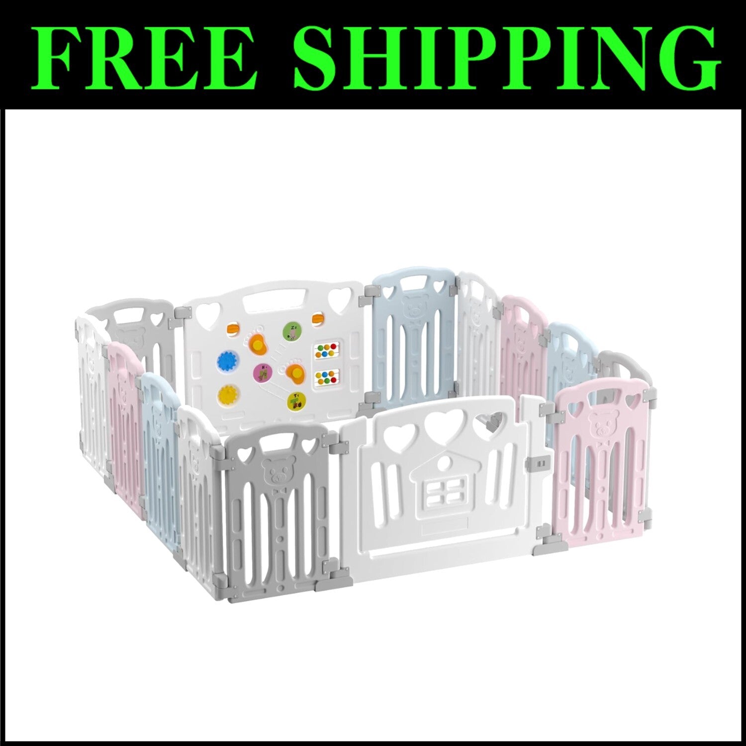 Spacious Multicolour Baby Playpen - Safe 14-Panel Activity Centre for Toddlers