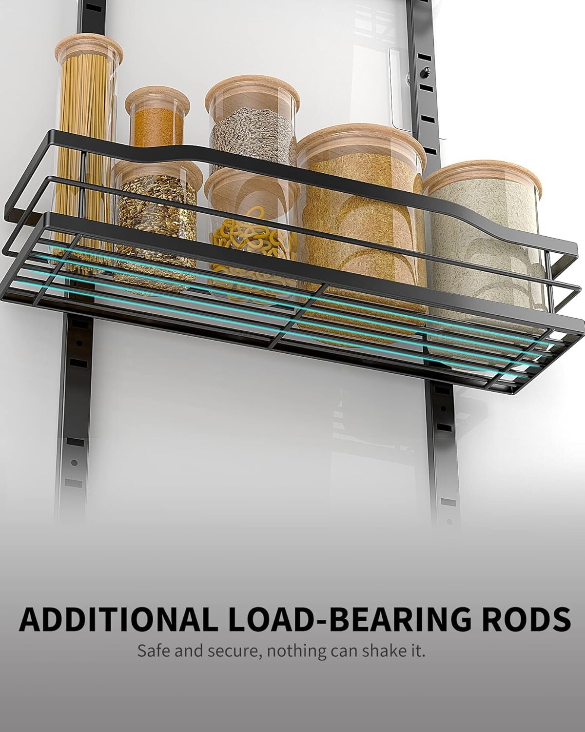 Adjustable Black Metal Pantry Organizer - 6 Layers for Kitchen & Home Essentials