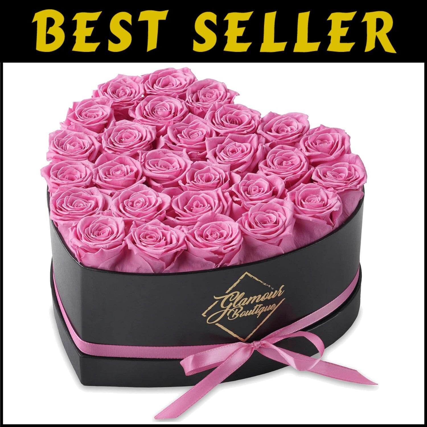 Luxurious 27 Pink Roses Forever Gift in Heart-Shaped Box - Stunning Home Decor