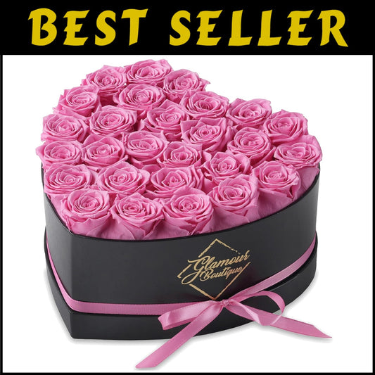 Luxurious 27 Pink Roses Forever Gift in Heart-Shaped Box - Stunning Home Decor