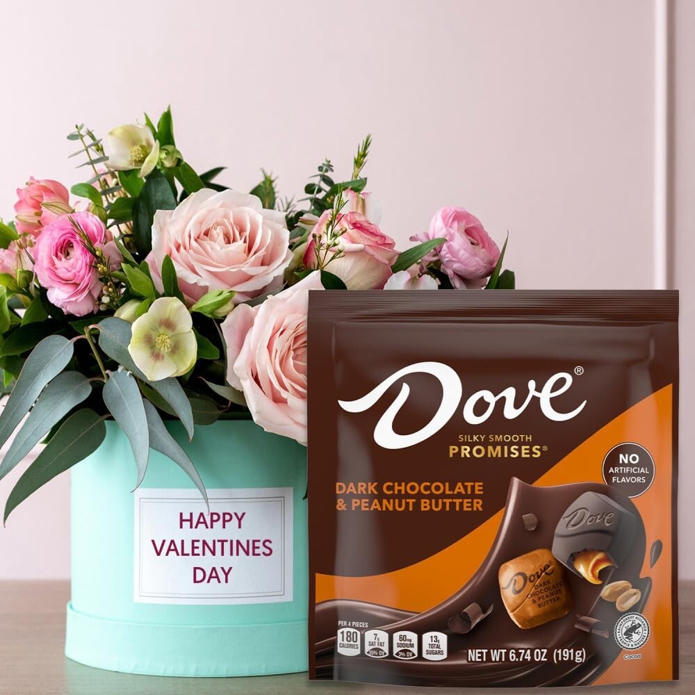 8-Pack PROMISES Dark Chocolate & Peanut Butter - Special Message Candy for Moms