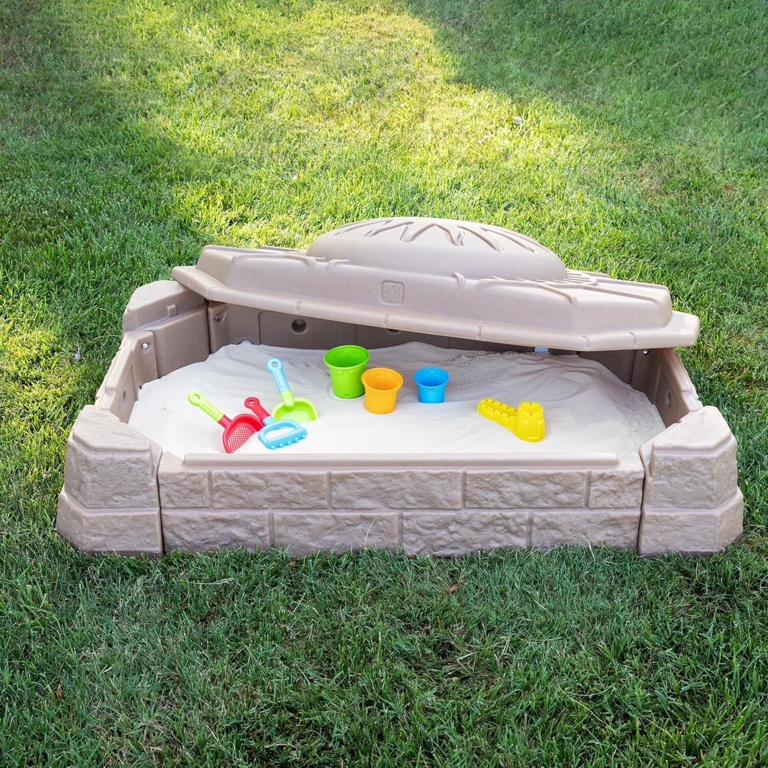 Outdoor Kids Sandbox with Built-In Seats & STEM Accessories for Creative Fun