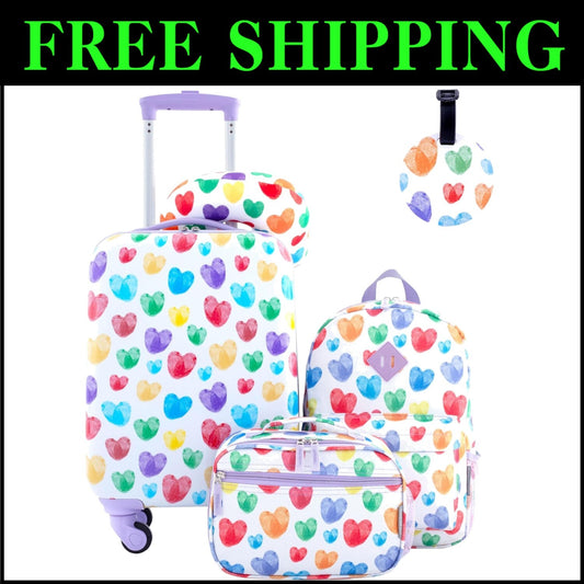 Bright 5 Piece Kids' Luggage Set: Easy Maneuvering with Carry-On & Backpack