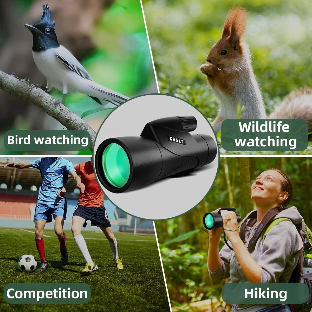 Premium 15x55 Monocular with Twist-Up Eyecup for Comfortable Viewing Experience