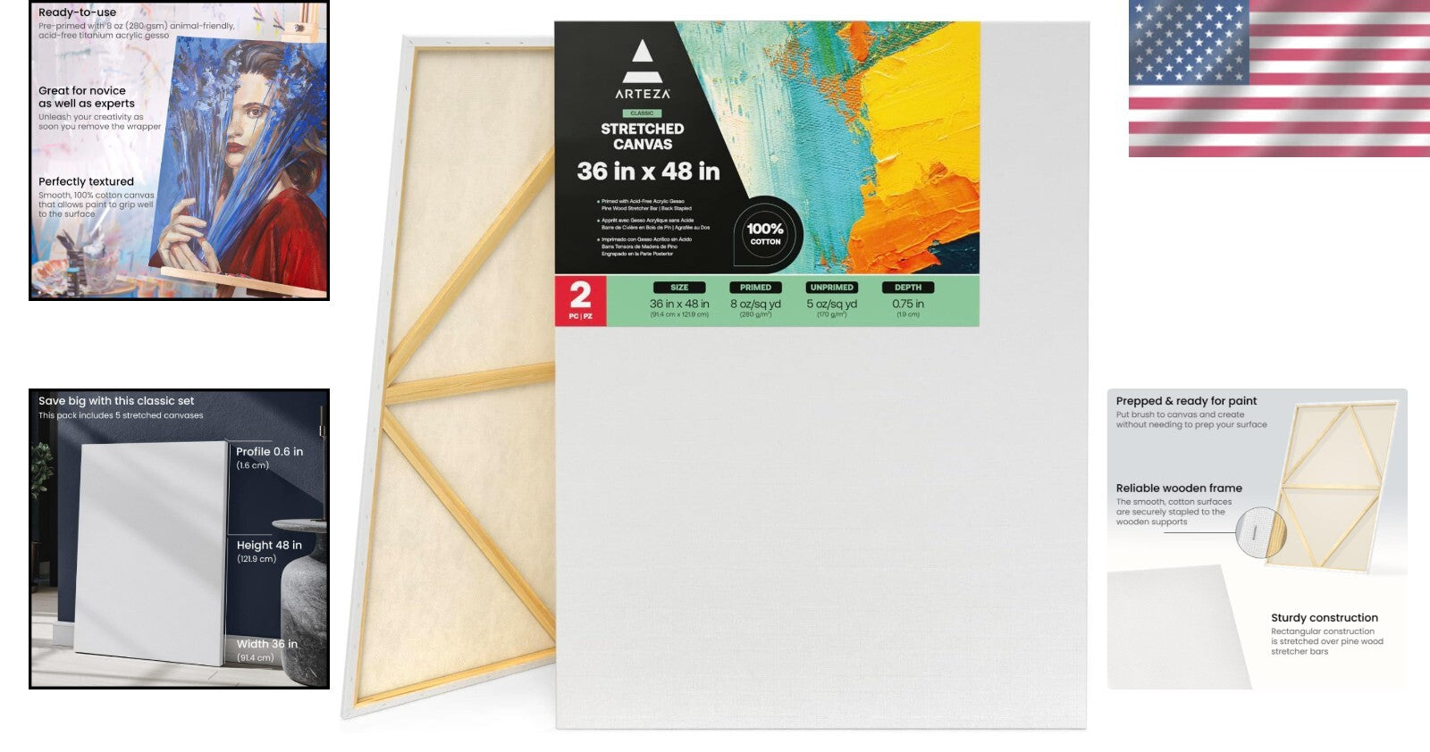 Extra Large 36x48 Stretched Cotton Canvases – Perfect for Creative Expression